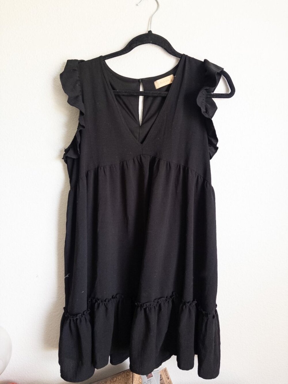 Altar'd State Black Tiered Babydoll Dress Flutter S